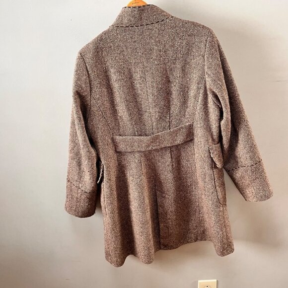 Soft Surroungings Brown Wool Blend Tweed Coat Size PM - Picture 7 of 7